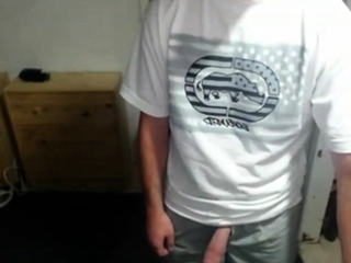 Cute nerdy boy cum to face on webcam