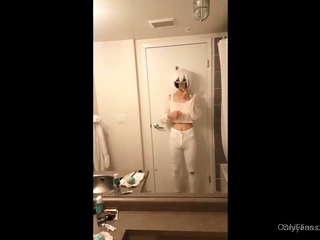 Shemale tranny enjoying solo masturbation