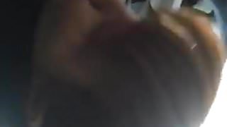 Korean girl playing with small cock in car