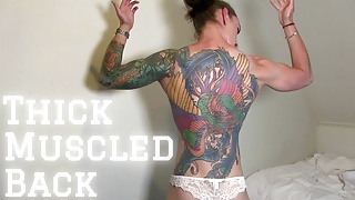 Thick Muscular Back in White Lingerie